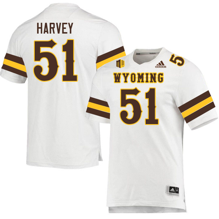 Wyoming Cowboys #51 Jack Harvey College Football Jerseys Stitched-White